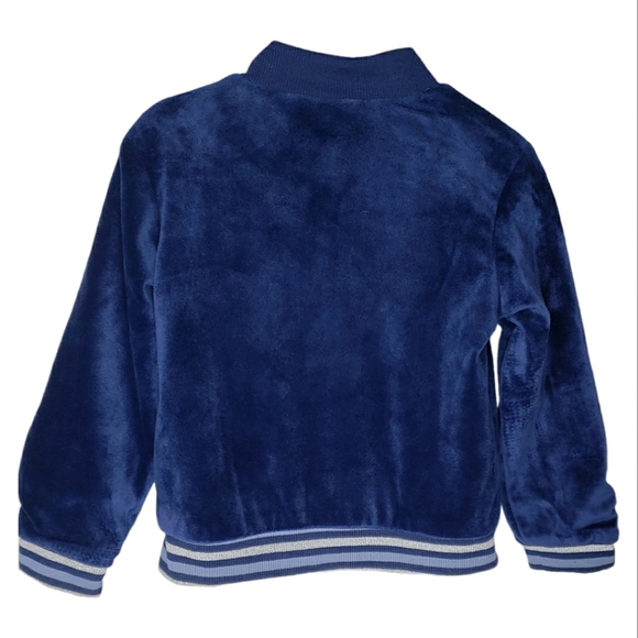 Vtg Wonder Kids Velour Track Jacket Appliqued Animals Bunny Striped Ribbed Hem - Picture 8 of 10